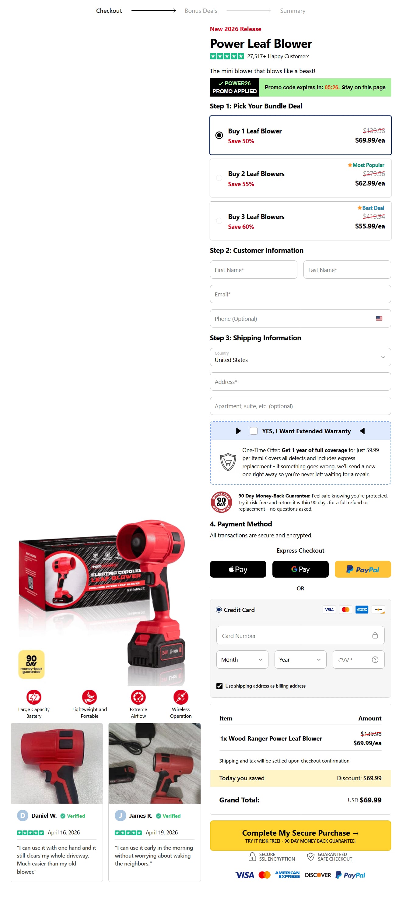 your Wood Ranger Leaf Blower order now